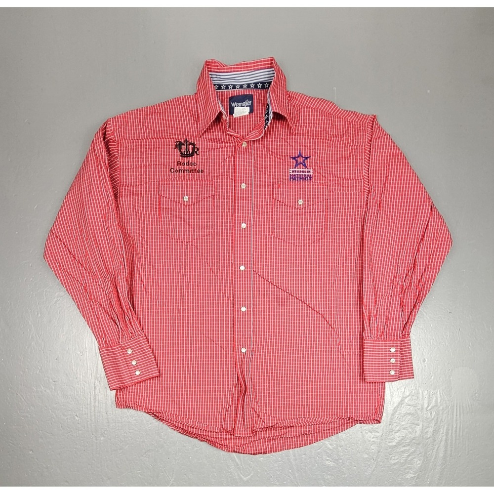 Vintage Wrangler National Patriot Pearl Snap Shirt Mens Large Rodeo Committee